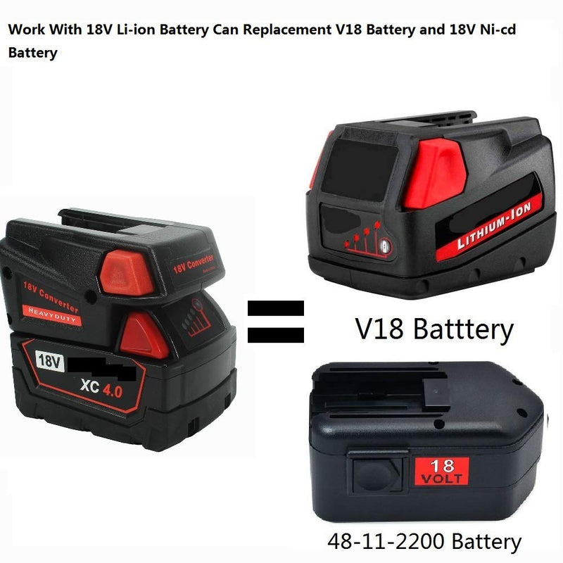 Tbattplus Adapter Converter Work With Milwaukee M18 18V Li-ion Battery for Milwaukee V18 48-11-1830 Battery;48-11-2200 48-11-2230 18V NI-CD Tool Battery Battery - NewNest Australia