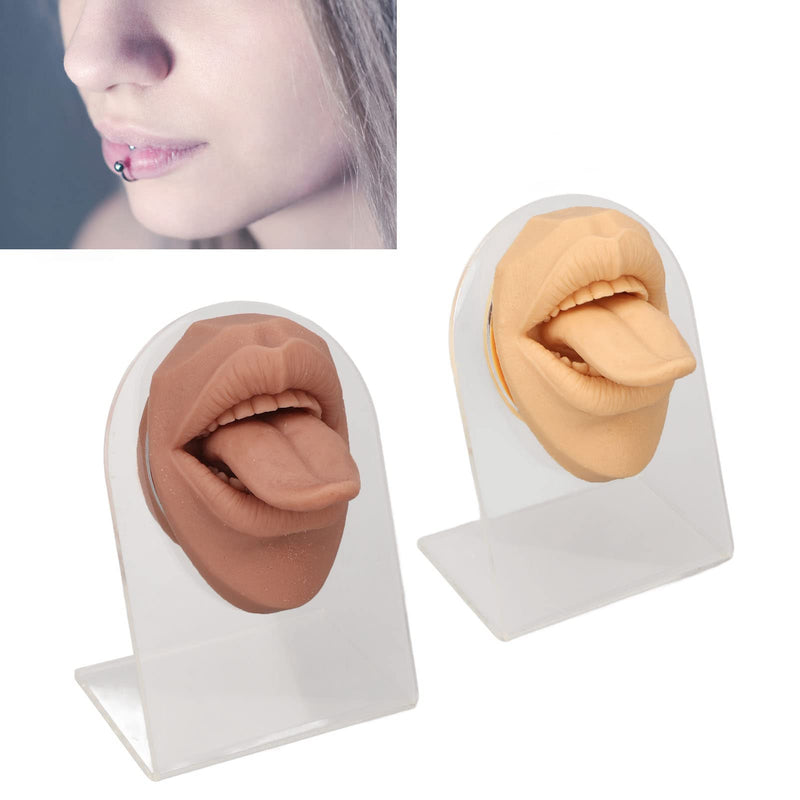 Pack Of 2 Silicone Mouth Tongue Model, 3D Simulated Piercing Model With Stand, Flexible False Mouth Model With Tongue For Piercing Practice Educational Display - NewNest Australia