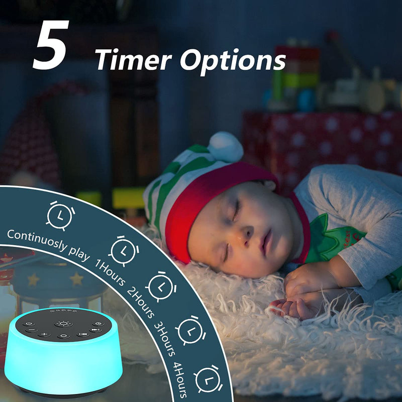 Color Noise Sound Machines with 10 Colors Night Light 25 Soothing Sounds and Sleep White Noise Machine 32 Volume Levels 5 Timers Adjustable Brightness Memory Function for Adults Kids Baby (Black) Black - NewNest Australia