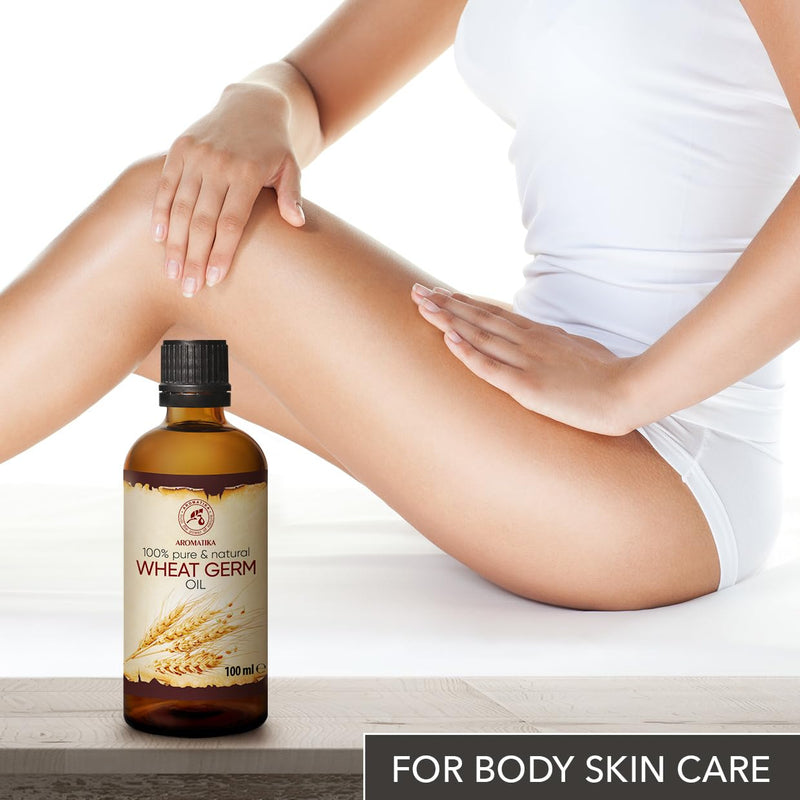 Wheat Germ Oil 100 Ml - Usa - Cold Pressed & Refined - 100% Pure & Natural - Glass Bottle - Base Oil - Care For Face - Body - Hair - For Beauty - Massage - Body Care - Wheat Germ Oil - NewNest Australia