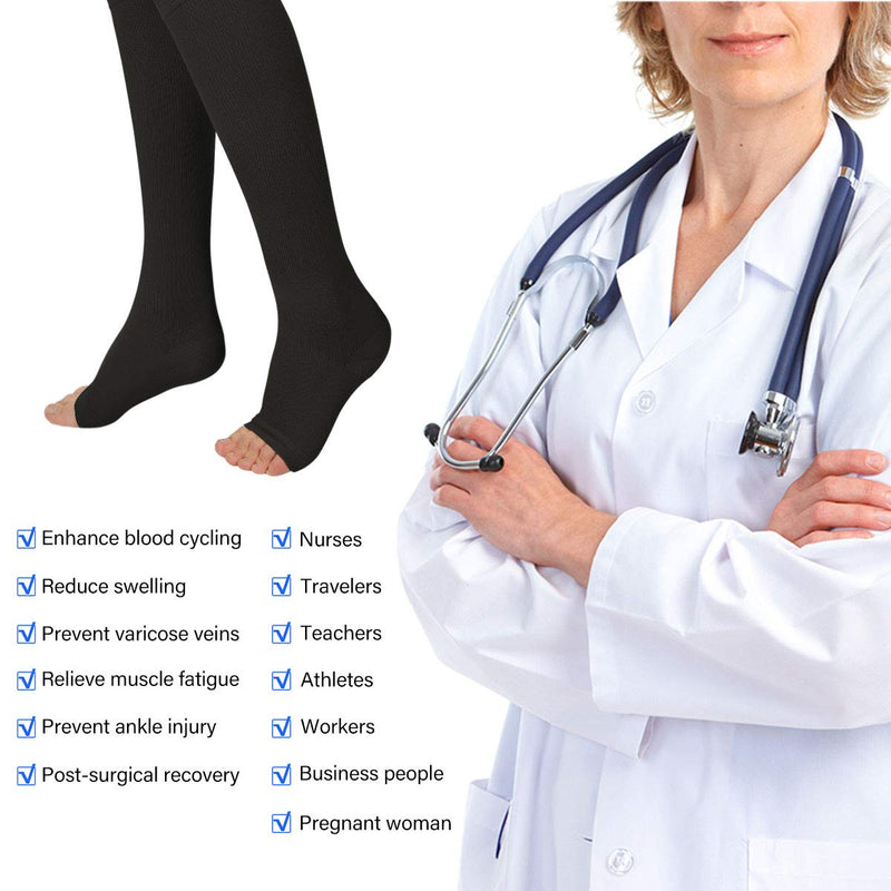 Evolyline 3 Pairs Compression Stockings Women Men Medical Open Toe Stockings Support Socks Compression Socks Graduated Thrombosis Socks For Sports Reduce Leg Pain Varicose Veins - NewNest Australia