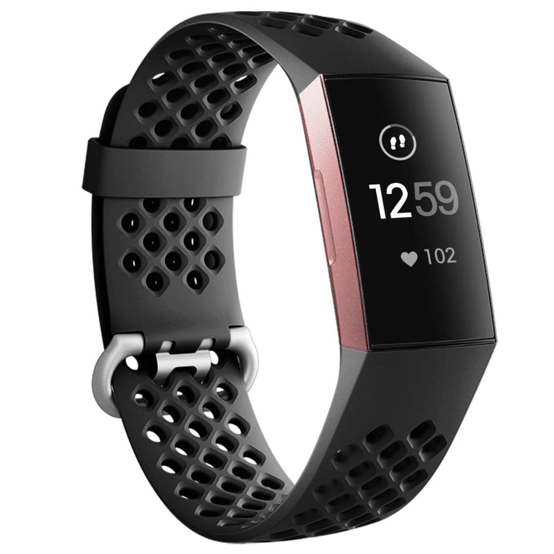 Wepro Bands Compatible with Fitbit Charge 4 / Charge 3 / Charge 3 SE, Waterproof Band with Breathable Holes for Women Men, Small, Large Black Large 7.1"-8.7" - NewNest Australia