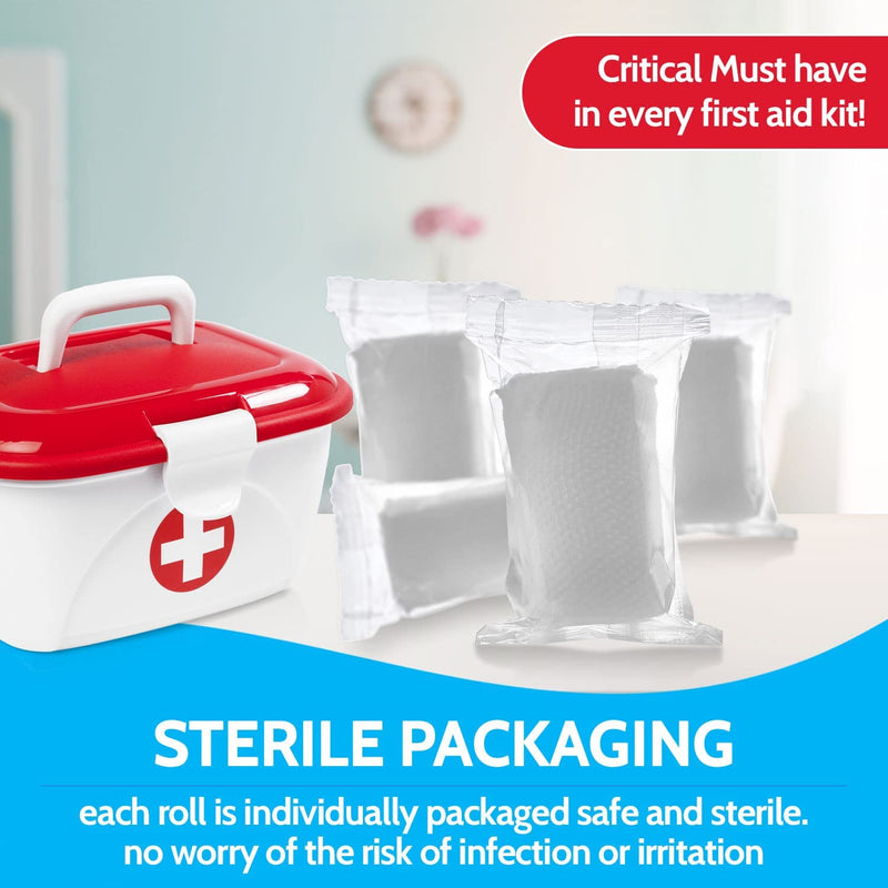 Gauze Bandage Rolls - 4 Yards Per Roll of Sterile Medical Grade Gauze Bandage and Stretch Bandage Wrapping for Dressing All Types of Wounds and First Aid Kit by MEDca, (2" Pack of 12) 2 Inch 12 Count (Pack of 1) - NewNest Australia