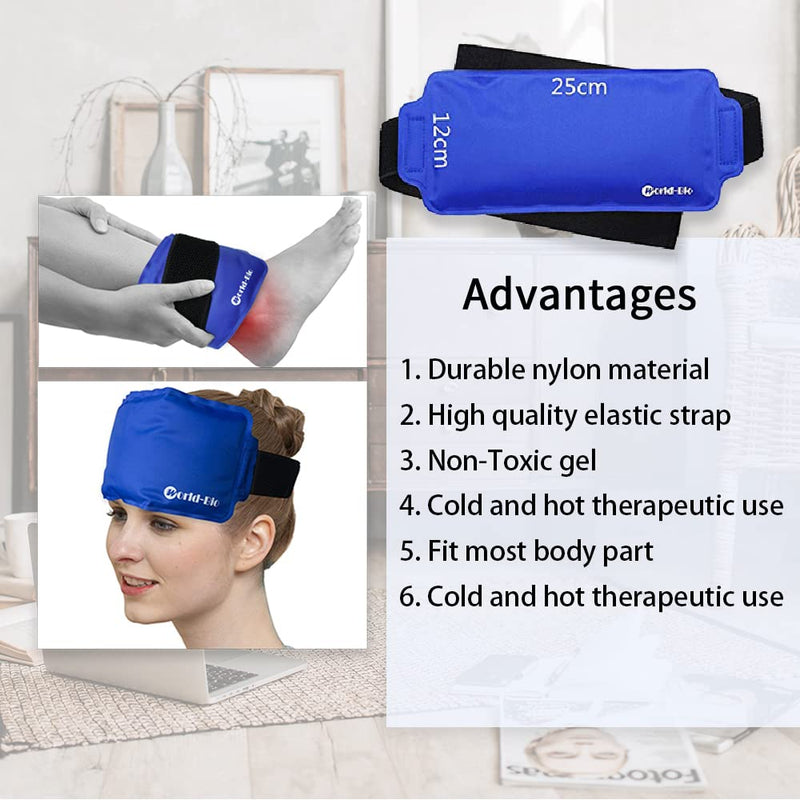 World-Bio Cool Packs Gel Ice Pack Of 2, Reusable Cooling Pads With Belt For Ankle, Back And Elbows, Cold Warm Compress Cooling Pad For Sprains, Swelling, Bruises 24 X 12 Cm - NewNest Australia