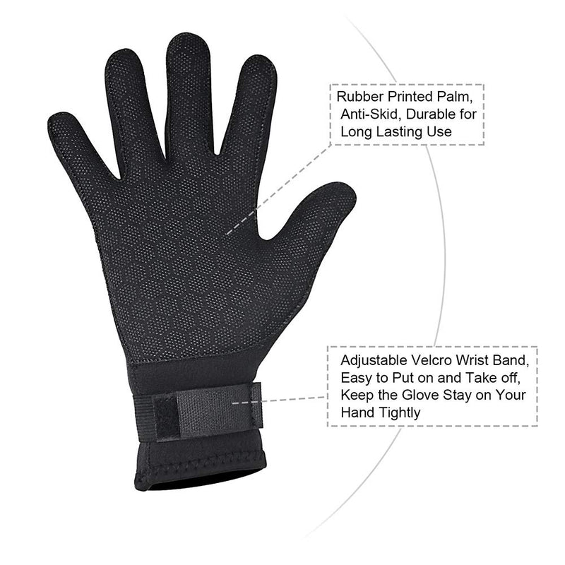 XUKER Water Gloves, 3mm & 5mm Neoprene Five Finger Warm Wetsuit Winter Gloves for Scuba Diving Snorkeling Paddling Surfing Kayaking Canoeing Spearfishing Skiing 5mm-black Medium - NewNest Australia