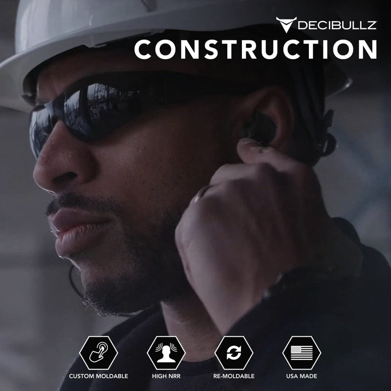 Decibullz - Custom Molded Earplugs, 31dB Highest NRR, Comfortable Hearing Protection for Shooting, Travel, Work and Concerts Black - NewNest Australia