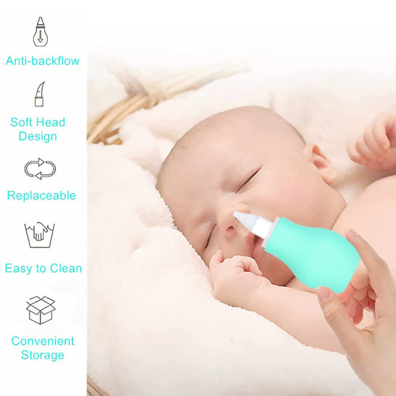 Firtink 2 Packs Baby Nasal Aspirator, Nasal Aspirator Newborn, Baby Nose Sucker Baby Nose Cleaner Baby Nasal Cleaner Mucus Removal for Newborns&Toddlers(Blue+Green) Blue+green - NewNest Australia