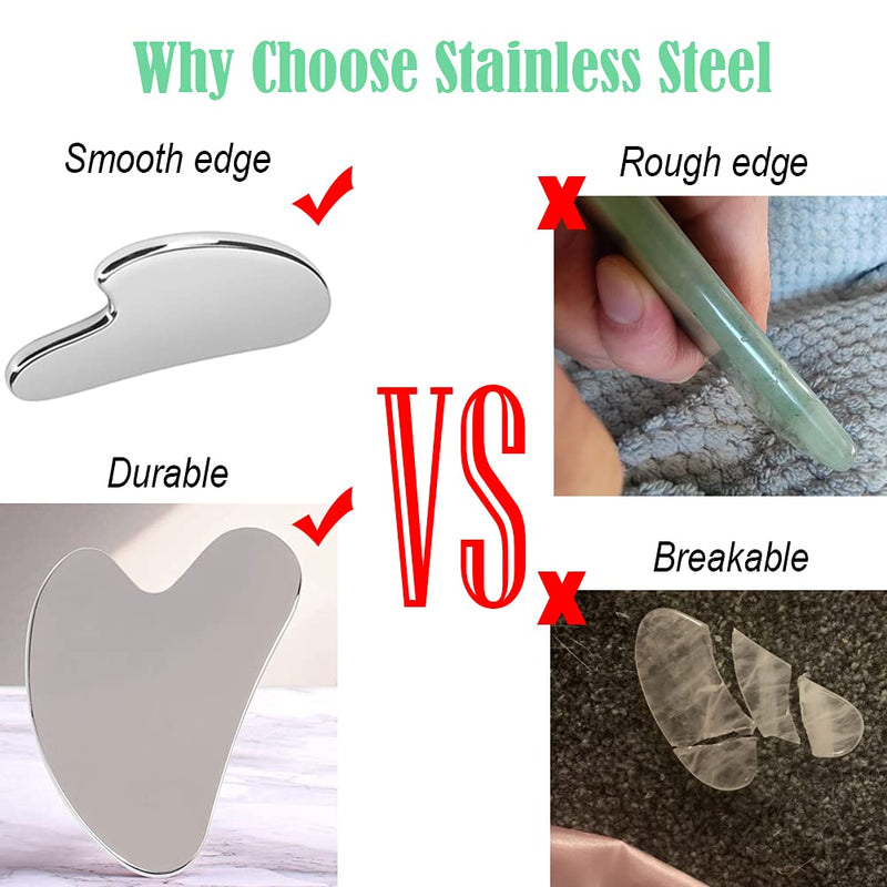 Ditind Gua Sha, Gua Sha Facial Tools, Stainless Steel Guasha Tool for Facial and Body SPA, Guasha Massage for Toxins Prevents Wrinkles and Body SPA Acupuncture Therapy Silver - NewNest Australia