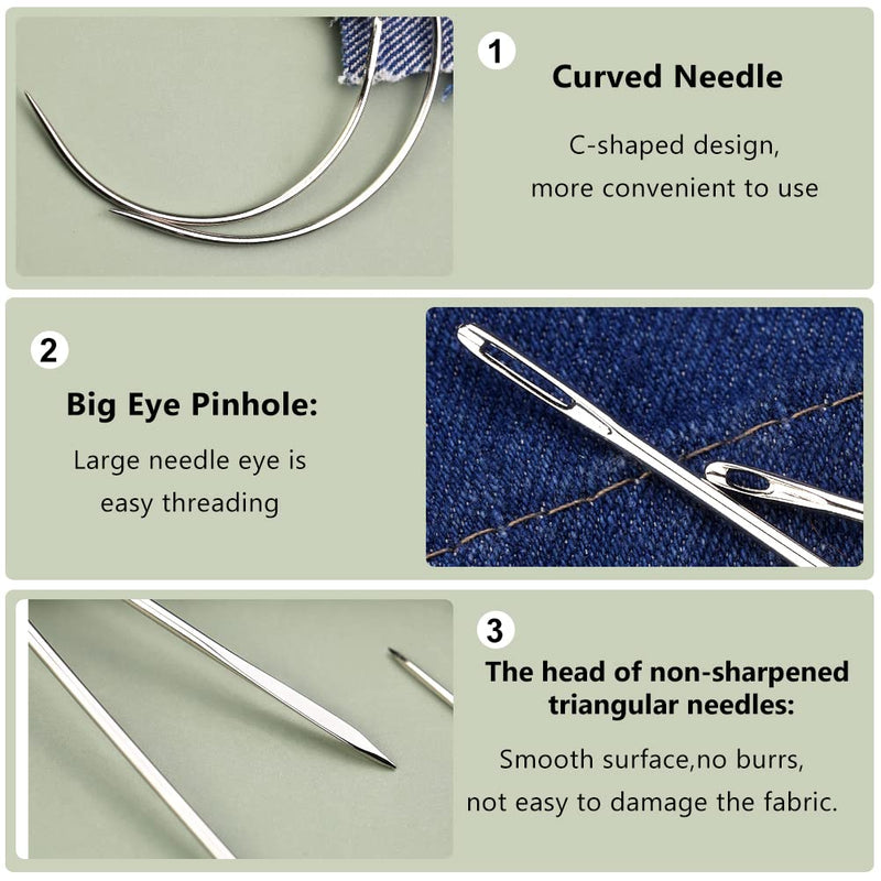 9 Pcs Heavy Duty Hand Sewing Needles Kit,Leather Sewing Needles with 5 Leather Hand Sewing Needle and 4 Curved Needle for Home Upholstery,Leather Needles for Hand Sewing,Carpet Canvas Repair… 9PCS - NewNest Australia