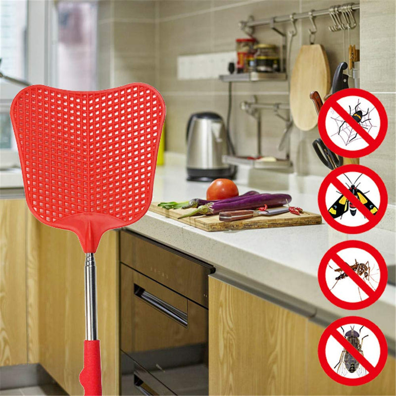 foxany Fly Swatters Extendable, Durable Plastic Fly Swatter Heavy Duty Set, Telescopic Flyswatter with Stainless Steel Handle for Indoor/Outdoor/Office (3 Pack) - NewNest Australia