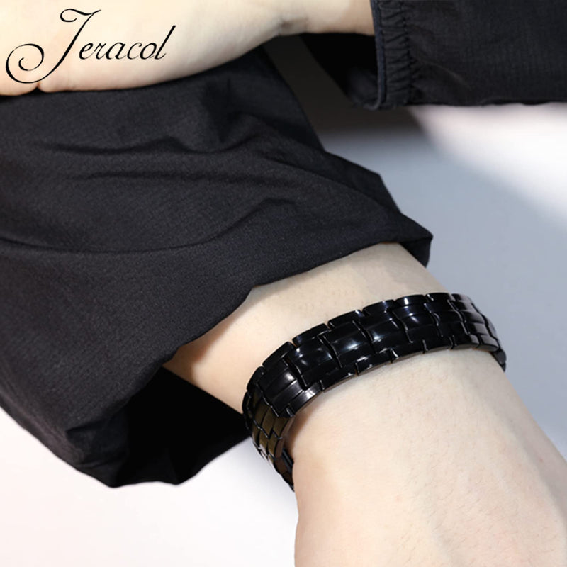 Jeracol Titanium Steel Magnetic Bracelets for Men,4 Element Double Row Strength Magnets Wristband Magnetic Brazaletes with Free Links Removal Tool & Jewelry Gift Box A-black - NewNest Australia
