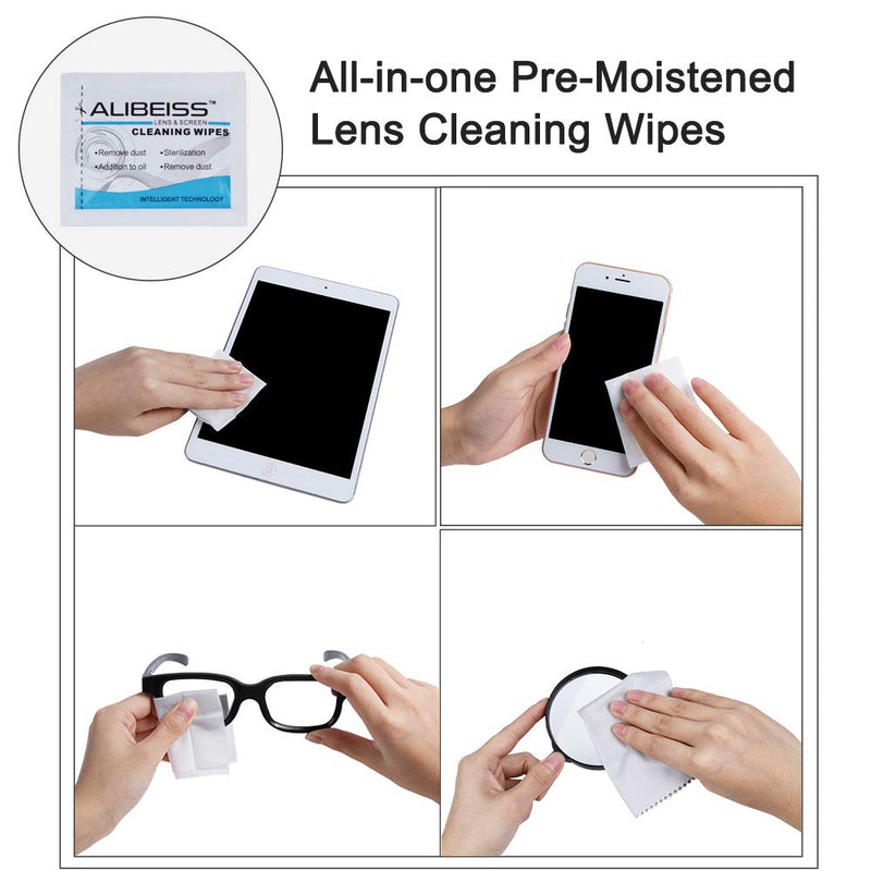 Pre-Moistened Lens Wipes ALIBEISS Screen Wipes for Glasses, Camera,Tablets, Smartphone, Screens and Other Delicate Surfaces,Pack of 100 100 Count (Pack of 1) - NewNest Australia