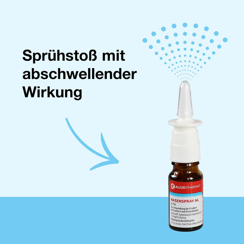ALIUD PHARMA nasal spray AL 0.1%, solution 10 ml, 4 packs: With decongestant effect for blocked nose due to runny nose 10 ml (pack of 4) nasal spray 0.1% - NewNest Australia