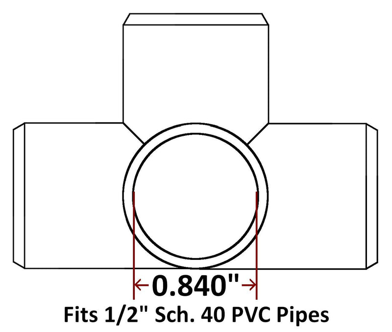 PVC FORTS 1/2 inch 5 Way Tee PVC Fitting Elbow Connector, White (1) - NewNest Australia