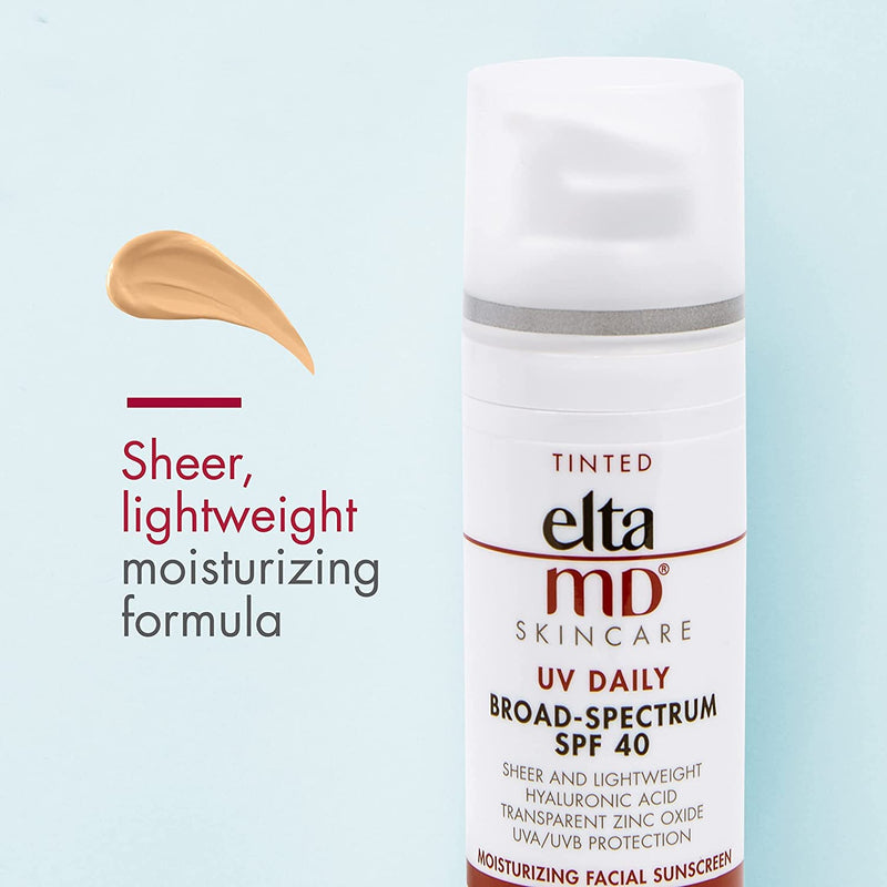 EltaMD UV Daily Moisturizer with SPF Tinted Face Sunscreen with Hyaluronic Acid, Broad Spectrum SPF 40 Face Sunscreen Moisturizer, Non greasy, Sheer Lotion, Mineral-Based Sun Protection, 1.7 oz - NewNest Australia