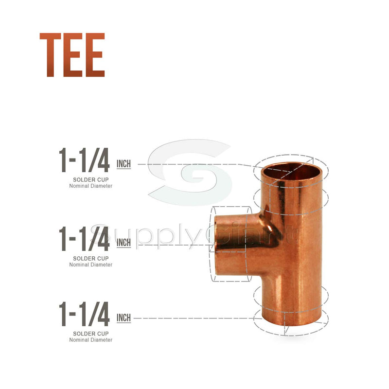 Supply Giant DDUF0125 Tee Fitting with Solder Cups for Cop, 1-1/4, Copper - NewNest Australia