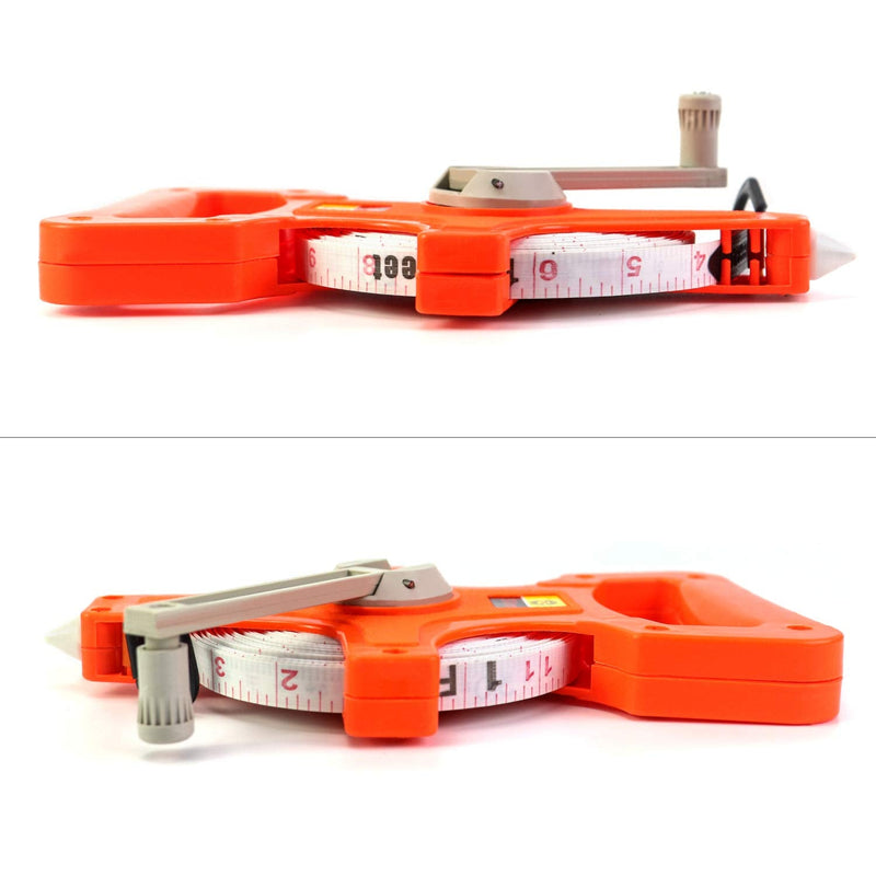 QWORK 1/2" x 100' Fiberglass Tape Measure, Engineer's Open Reel Dual Sided Measure, Orange 100‘ - NewNest Australia