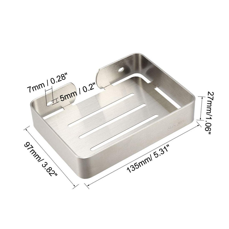 uxcell Soap Dish Holder Saver SUS304 Stainless Steel Wall Mounted Tray with Installation Kits Wire Drawing for Shower Bathroom Tub and Kitchen Sink - NewNest Australia