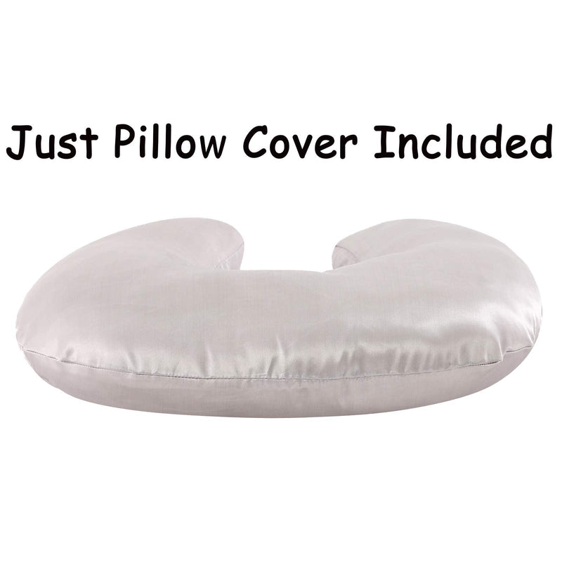 Pro Goleem Satin Nursing Pillow Cover 2 Pack Soft Silk Feeling Feeding Pillow Slipcover for Breastfeeding Moms Fits Standard Infant Nursing Pillow or Positioner Gray and White - NewNest Australia