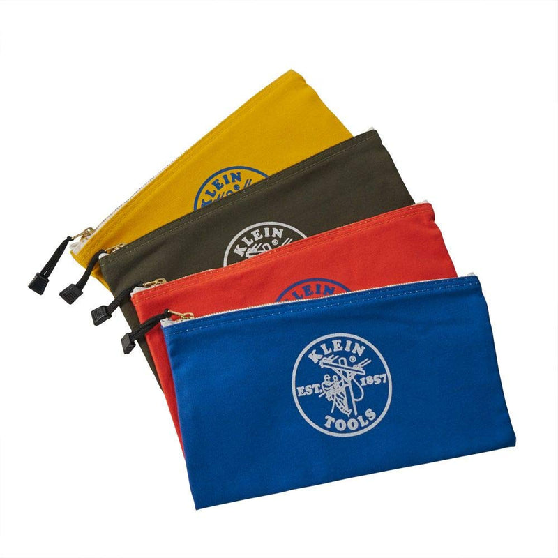 Klein Tools 5140 Zipper Bag, Utility Bag Use as Bank Deposit Bag, Tool Bag or Pouch, More in Olive, Orange, Blue, Yellow Canvas, 4pc Set 4-Pack - NewNest Australia