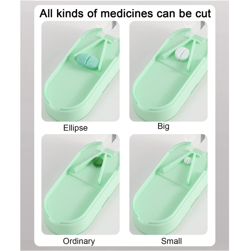 iJiZuo Pill Cutter, Pill Tablet Cutter for Small or Large Pills, Portable Pill Dispenser, Travel Pill Case, Portable Tablet Cutter with Blade and Storage Compartment-Green - NewNest Australia