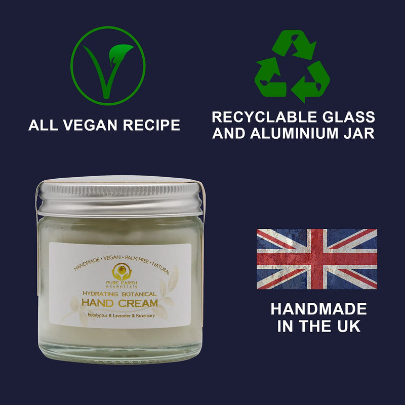 Vegan Organic Hand Cream Moisturiser - All Natural Hand Cream for Very Dry Hands with Mango Butter, Jojoba and Grapeseed Oil - Handmade in the UK Natural Hand Cream in 60ml by Pure Earth Essentials - NewNest Australia