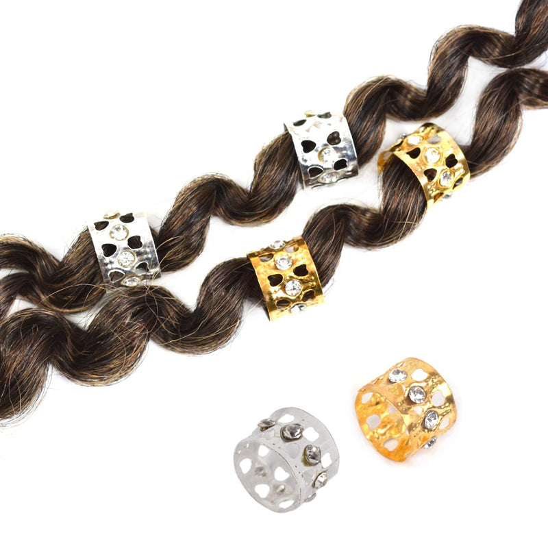40 Pieces Golden and Silver Dreadlocks Beads Rhinestone Hair Ring Aluminum Adjustable Metal Cuffs Hair Decorations Rings Clips (20 Pcs Gloden and 20 Pcs Silver) 20 Pcs Golden and 20 Pcs Silver - NewNest Australia