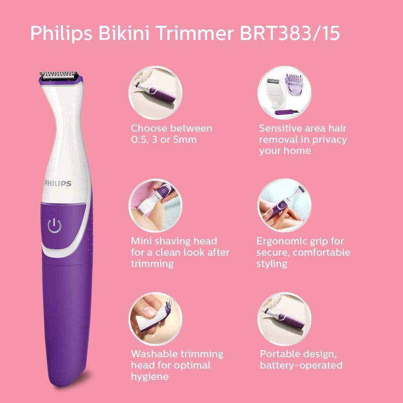 Philips Essential Bikini Trimmer, Foil (Model BRT383/15) White 1 piece (pack of 1) - NewNest Australia