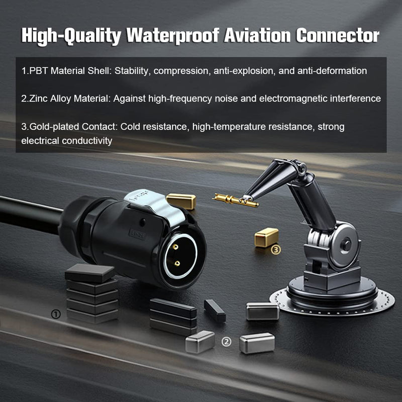2 Pin Connector Waterproof Connectors,Waterproof Wire connectors Male Female Plug Socket 14 awg Waterproof Connector Work with Street Light, and Other Outdoor Connections(2PIN) 2pin - NewNest Australia