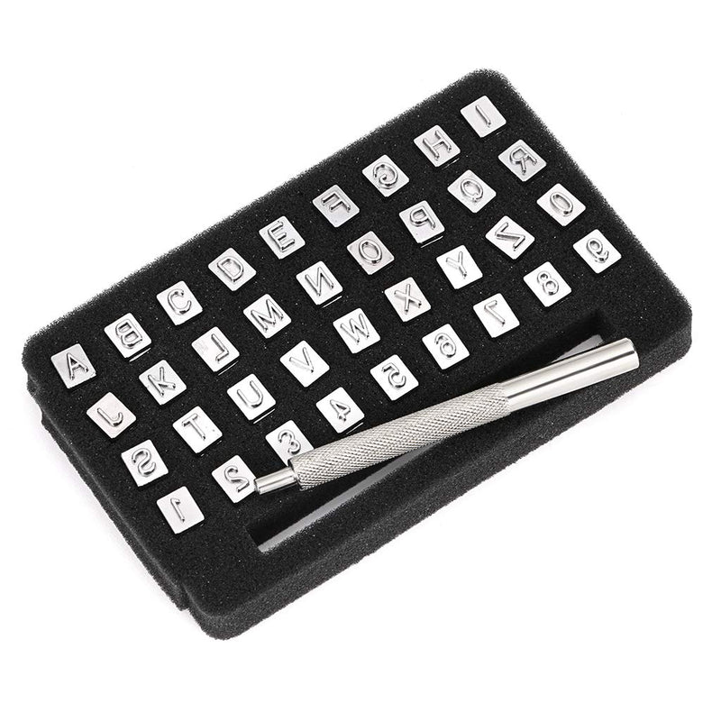 OwnMy Capital Letters and Numbers Stamp Set, 1/4” / 6mm Alphabet Stamp Tools Set Leather Craft Stamping Tools Leather Art Craft Tool (6mm - 36pcs) 6mm - 36pcs - NewNest Australia
