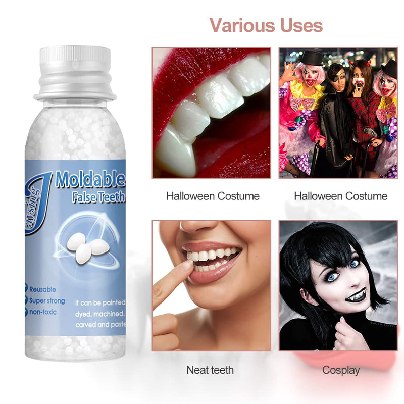 Temporary Dentures, Dentures Prosthesis, Temporary Tooth Repair Kit, Vampire Fake Dentures, for Halloween, Cosplay, 30ml - NewNest Australia