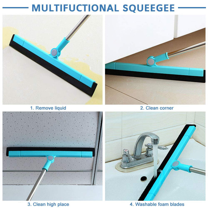 KOLLIEE Floor Squeegee Adjustable Professional Water Squeegee Foam With 50" Handle for Garage Tile Shower Hair Floor Wiper - NewNest Australia