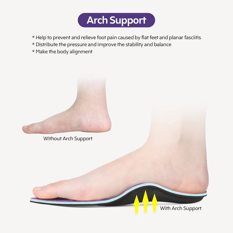 3ANGNI Arch Support Insole -Orthotic Inserts for Pain Relief Mild Flat Feet, Plantar Fasciitis, Metatarsalgia - Orthopedic Insoles for Valgus Pronation Men Women… UK-7-260MM High Arch With Metatarsal Black - NewNest Australia
