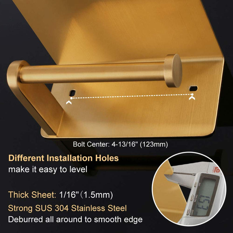Toilet Paper Holder with Phone Shelf Brushed Gold, APLusee SUS 304 Stainless Steel Contemporary Tissue Roll Organizer Phone Storage Bathroom Accessories - NewNest Australia