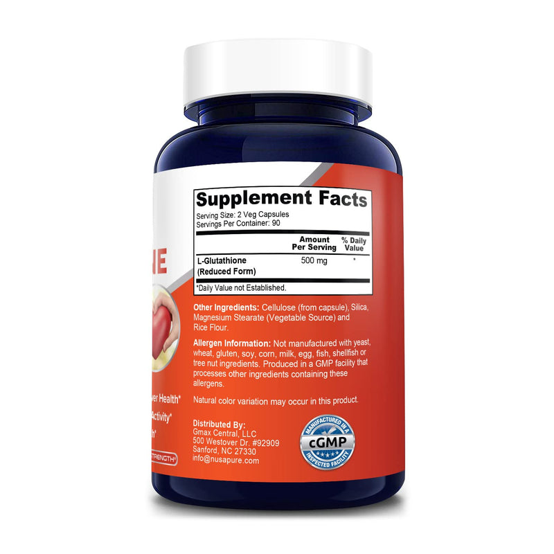 Reduced Glutathione 500 mg 180 Veggie Capsules (Vegan,Non-GMO & Gluten-Free) L-Glutathione - NewNest Australia