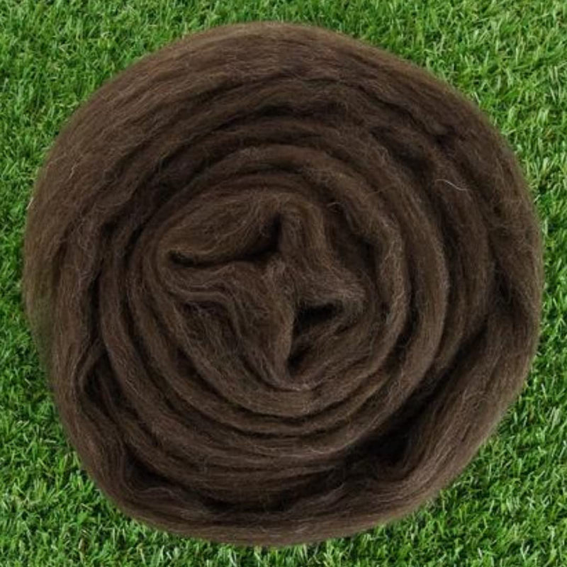 Revolution Fibers Corriedale Wool Roving 1 lb (16 Ounces) for Spinning | Soft Chunky Jumbo Yarn for Arm Knitting Blanket |100% Natural Undyed Wool Yarn Bulk, Felting Core, Carded Stuffing (Brown) Brown - NewNest Australia