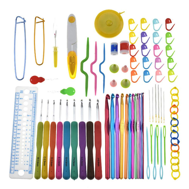 Katech 85-Piece Crochet Hooks Set, Crochet Hook Kit with Storage Case, Ergonomic Knitting Needles Weave Yarn Kits DIY Hand Knitting Craft Art Tool for Beginners and Experienced Crochet Lovers Blue - NewNest Australia
