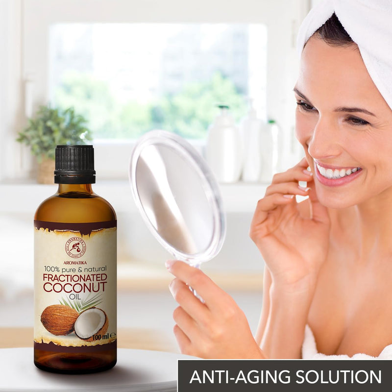 Coconut Oil Fractionated 100 Ml - Cocos Nucifera Oil - 100% Pure & Natural Coconut Oil - Base Oil - Liquid - Odorless - Intensive Care For Face - Body - Skin - Hair - Massage Oil - Cosmetics - NewNest Australia