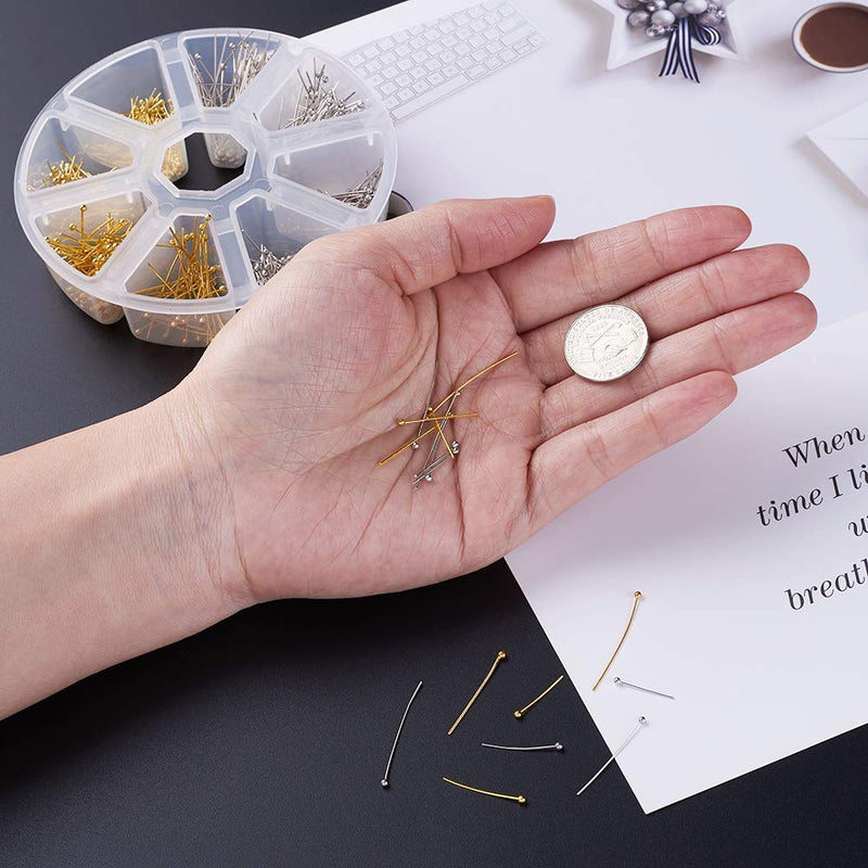 Pandahall Brass Ball Head Pins 16mm 20mm 25mm 30mm Wire Headpins for Earring Bracelet Jewelry Making (Platinum & Golden) 1 box-Ball Pins 16/20/25/30mm - NewNest Australia