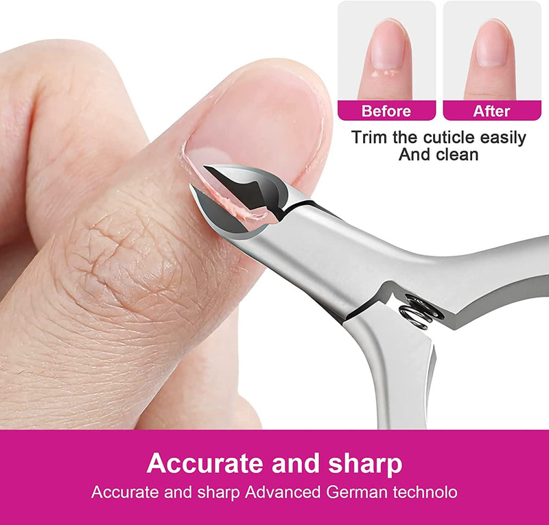 Cgbe Professional Cuticle Nippers, Sharp Cuticle Remover Made Of Stainless Steel With Non-Slip Handle, For Precise Removal Of Excess Cuticles, Cuticle Scissors For Nail And Toenail Care Pink - NewNest Australia