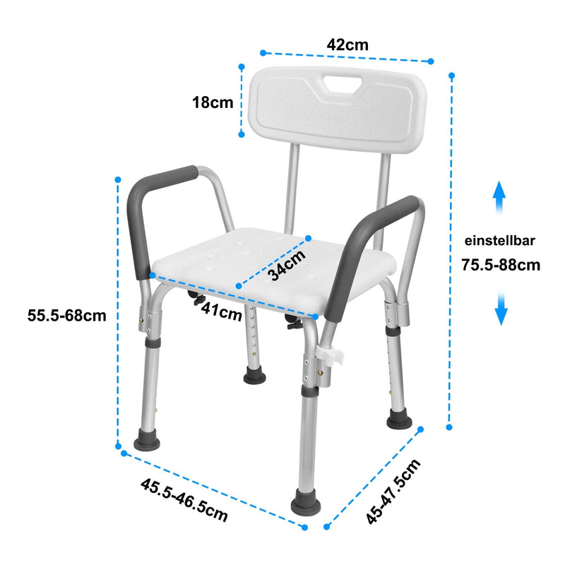 Hengmei Aluminum Height-Adjustable Bathroom Stool, Shower Aid, Shower Seat for Professional Care - NewNest Australia