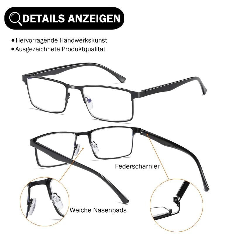 Fsread Pack of 4 Men's Reading Glasses, Lightweight Blue Light Blocking Metal Frame Men's Reading Glasses +1.50 4 Mix 1.5 x - NewNest Australia