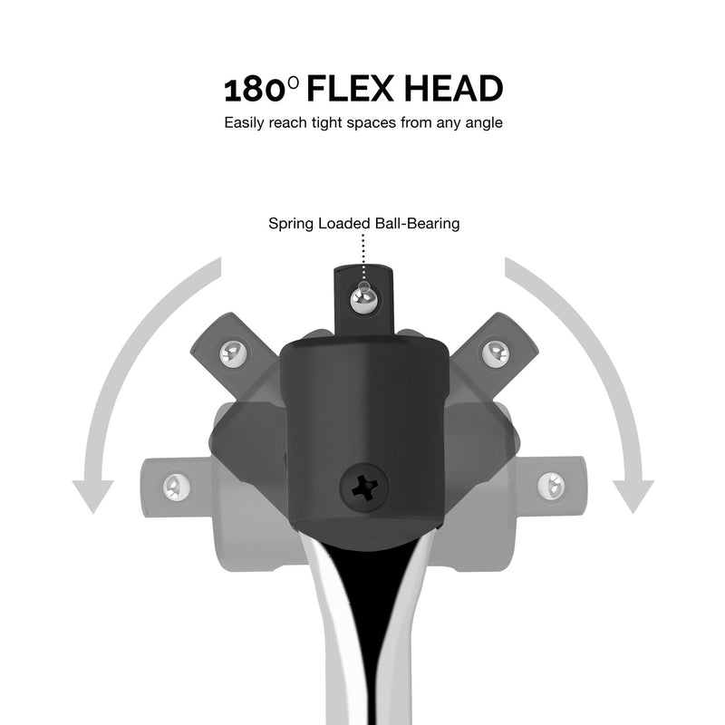 NEIKO 00338A 3/8 Inch Drive Premium Breaker Bar | 15” Length | 180 Flex Cr-Mo Head | Cr-V Steel Construction 3/8” Drive x 15” - NewNest Australia