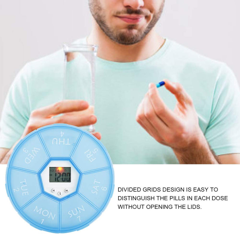 Brrnoo Automatic Medication Reminder Daily Pill Reminder with Timer, Pill Organiser for Setting Alarms and Taking Medicine, 7day Pill box with backlight (bule) Bule - NewNest Australia