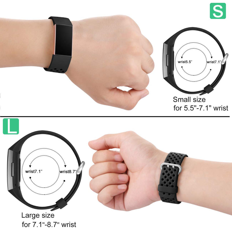 Wepro Bands Compatible with Fitbit Charge 4 / Charge 3 / Charge 3 SE, Waterproof Band with Breathable Holes for Women Men, Small, Large Black Large 7.1"-8.7" - NewNest Australia