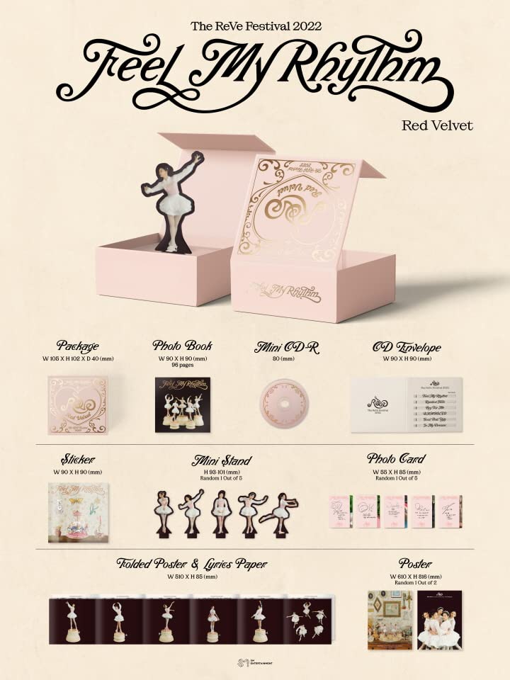 Red Velvet The Reve Festival 2022 : Feel My Rhythm 7th Mini Album Orgel Version CD+1p Poster+96p PhotoBook+Sticker+1ea Mini Stand+1p PhotoCard+1p Folding Poster&Lyrics Paper On Pack+Tracking Sealed - NewNest Australia