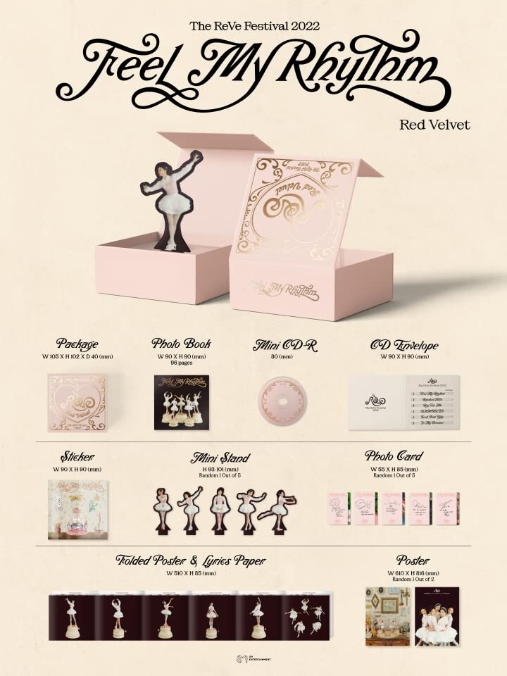Red Velvet The Reve Festival 2022 : Feel My Rhythm 7th Mini Album Orgel Version CD+96p PhotoBook+1ea Sticker+1ea Mini Stand+1p PhotoCard+1p Folding Poster&Lyrics Paper On Pack+Tracking Sealed - NewNest Australia