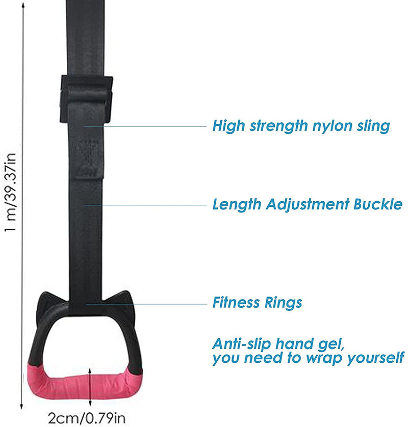 Gymnastics Rings for Kids Bars, Exercise Hanging Rings with Straps Professional Fitness Rings Pull Up Rings Children Trapeze Bar Pull Up Gym Rings Kids Home Exercise Rings, Non-Slip Load-bearing 200KG - NewNest Australia