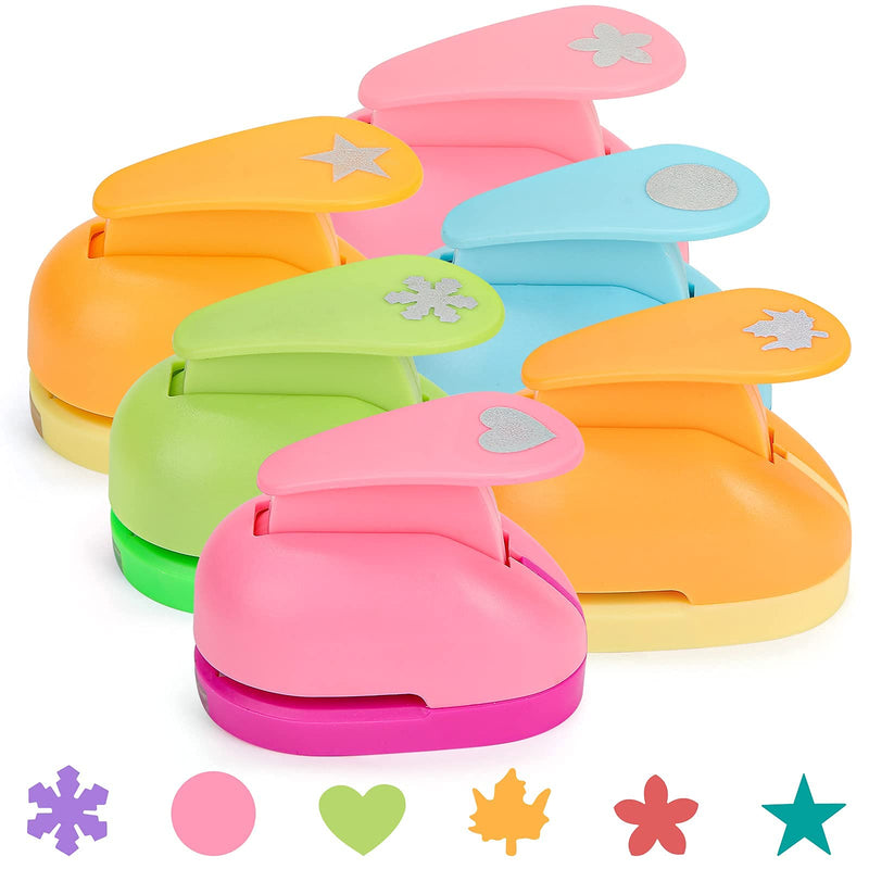 LoveInUSA Punch Craft Set, 6PCS Hole Punch Shapes Hole Puncher for Crafts Paper Punches Decorative Snowflake Star Circle Hole Puncher for Crafting Scrapbook Nail Designs - NewNest Australia