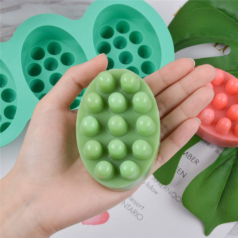 2 Pcs Silicone Massage Bar Soap Molds - SJ Silicone Molds for Soaps Making, Handmade Soap Molds, Nonstick & BPA Free (Blue & Mint Green) - NewNest Australia